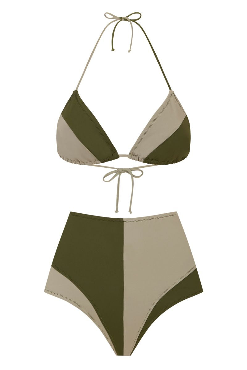 Olivera Triangle Top / Two-tone Olive Green