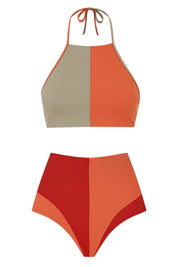 High-Waist Culotte LOBSTER, Papaya Orange & Crab Red | SURO