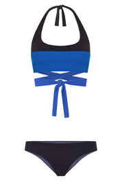 Two-Way Bikini Top PUZZLE MAREA, Biosphere Blue & Midnight Black | SURO