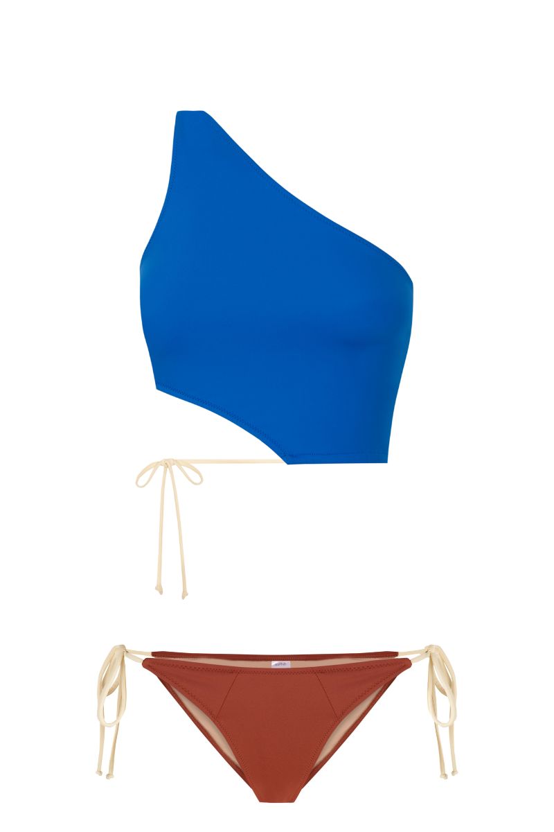 Asymmetrical Bikini Top GAMMA, Biosphere Blue & Vanilla | SURO