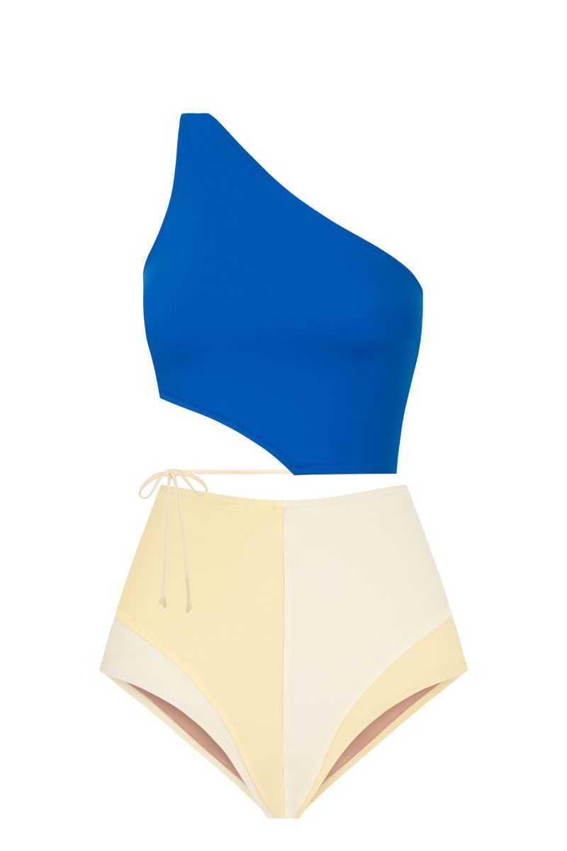 Asymmetrical Bikini Top GAMMA, Biosphere Blue & Vanilla | SURO