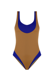 Moon Swimsuit / Racing Blue & Tobacco